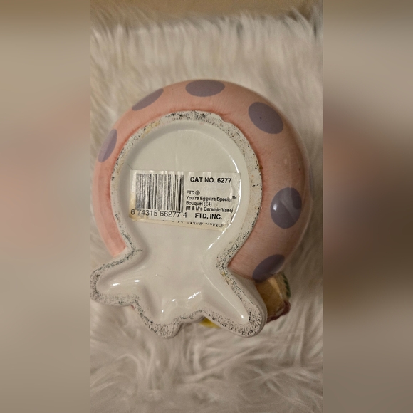 Ceramic Bowl Planter Mars M&M Yellow & Red Pink Easter Egg Purple Dots FTD Candy - Picture 4 of 10